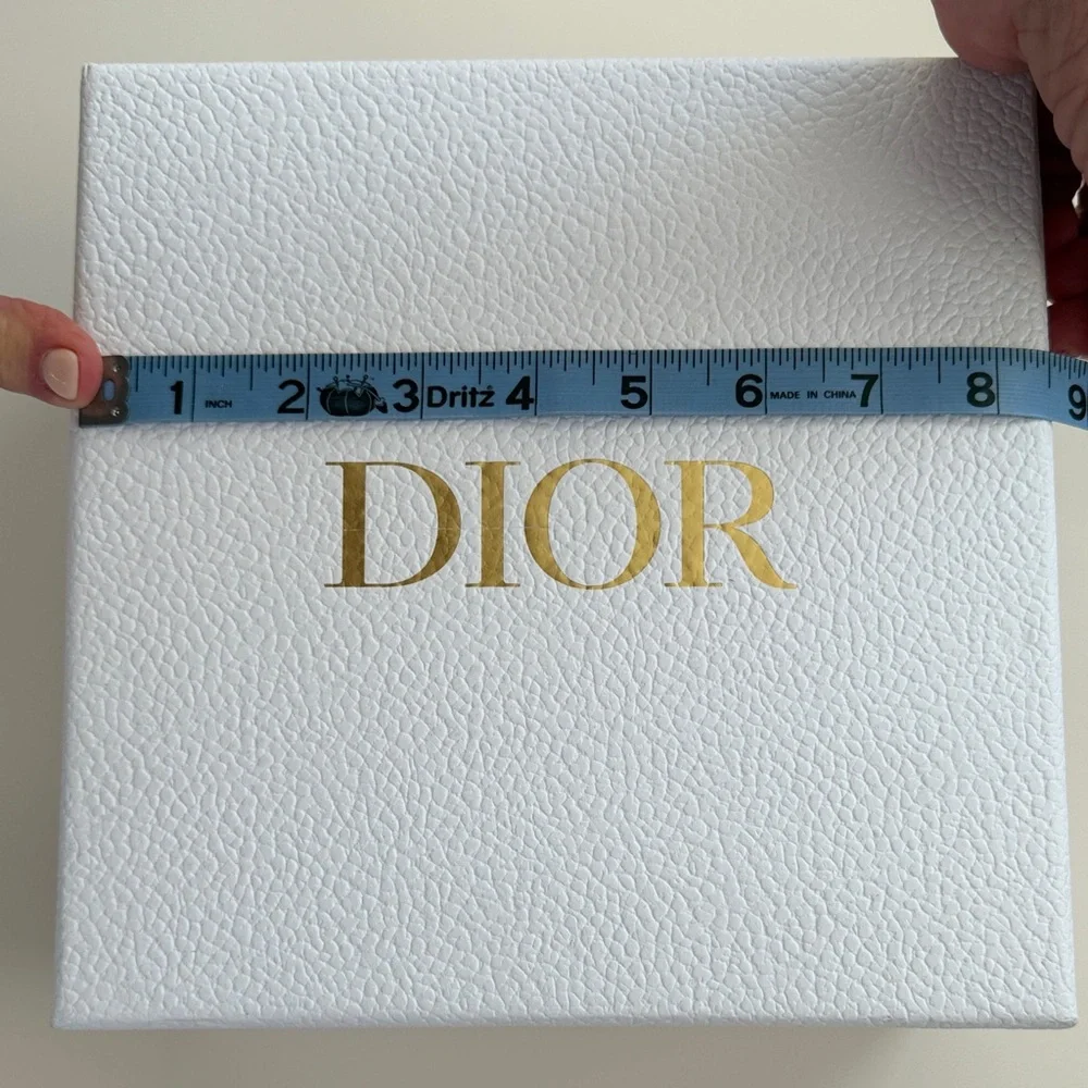Dior White Gift Box with Gold Logo and Branded Ribbon Fill